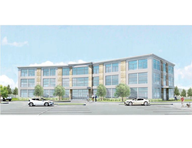 Architect's rendering of the planned three-story office building at 5000 Town Center Blvd